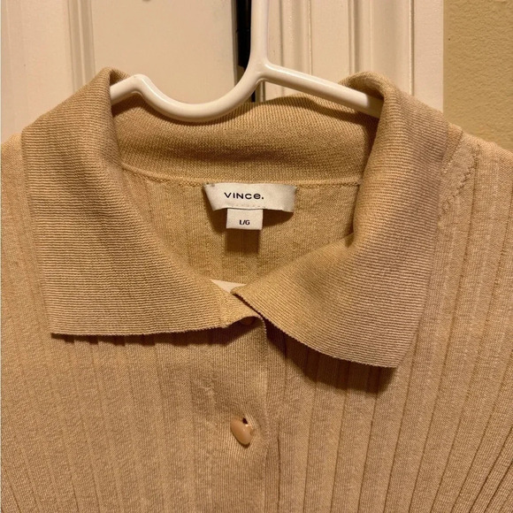 Vince Ribbed Collar Cardigan Sz L - Picture 3 of 8